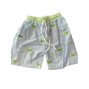Brand New Seersucker Alligator Swim Trunks